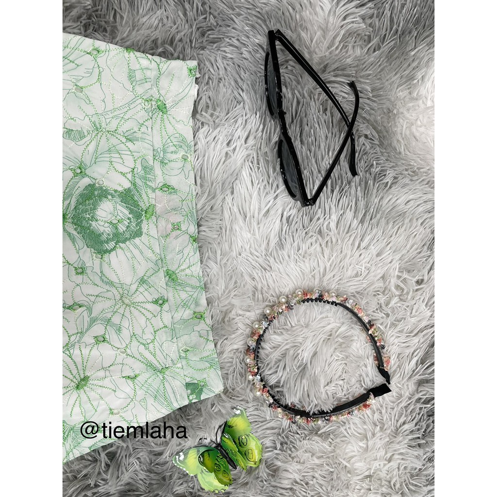 Chân váy ngắn thêu họa tiết hoa xinh xắn -ảnh thật 4 màu