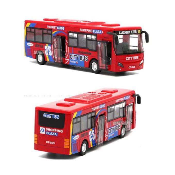 Mô hình xe ô tô City Bus đồ chơi trẻ em bằng sắt chạy cót có âm thanh và đèn xe tỉ lệ 1:32