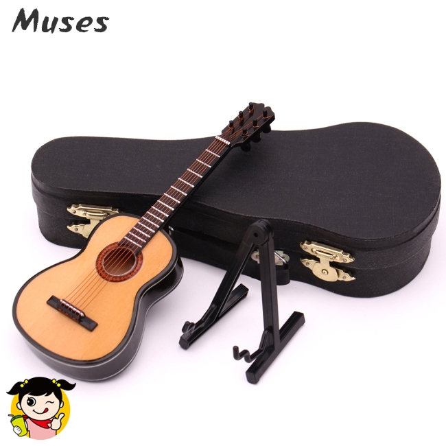 Đàn guitar mini bằng gỗ có giá đỡ phong cách cổ điển