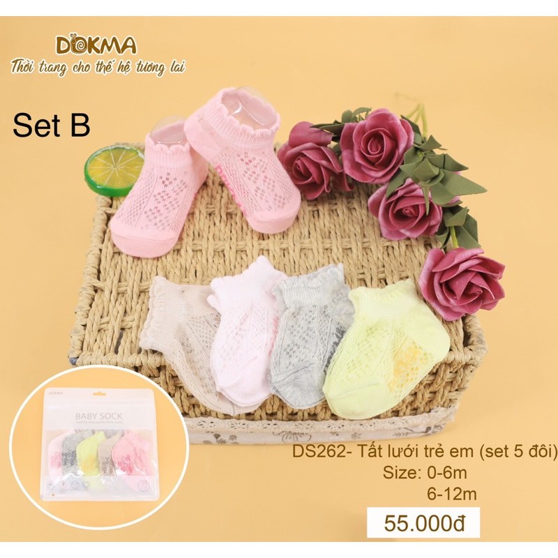 Tất lưới trẻ em ( set 5 đôi) từ 0 đến 12 tháng Dokma