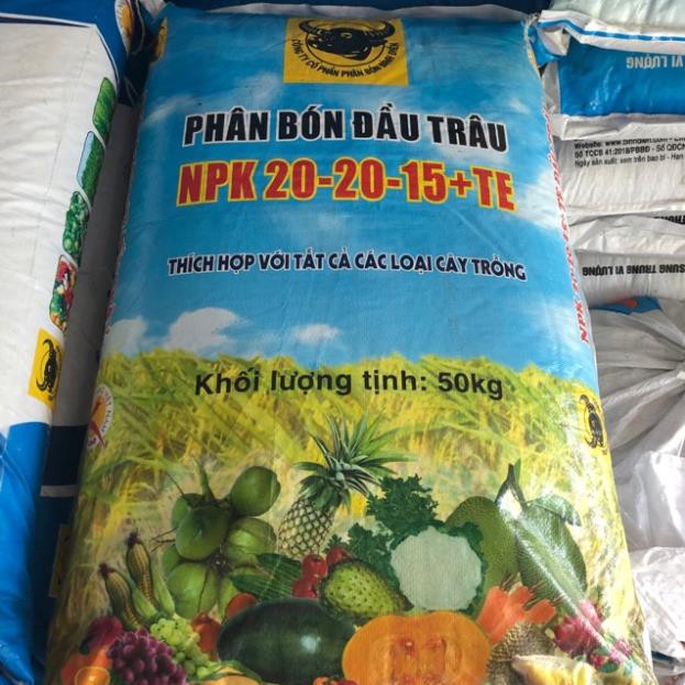 Phân Bón Đầu Trâu NPK 20-20-15+TE _ Thích Hợp Cho Các Loại Cây Trồng gói 1kg