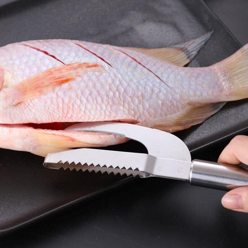 Dao Mổ Cá Đánh Vẩy 2 Trong 1 Đa Năng Chất Liệu Thép Không Gỉ Tiện Ích Có Móc Treo