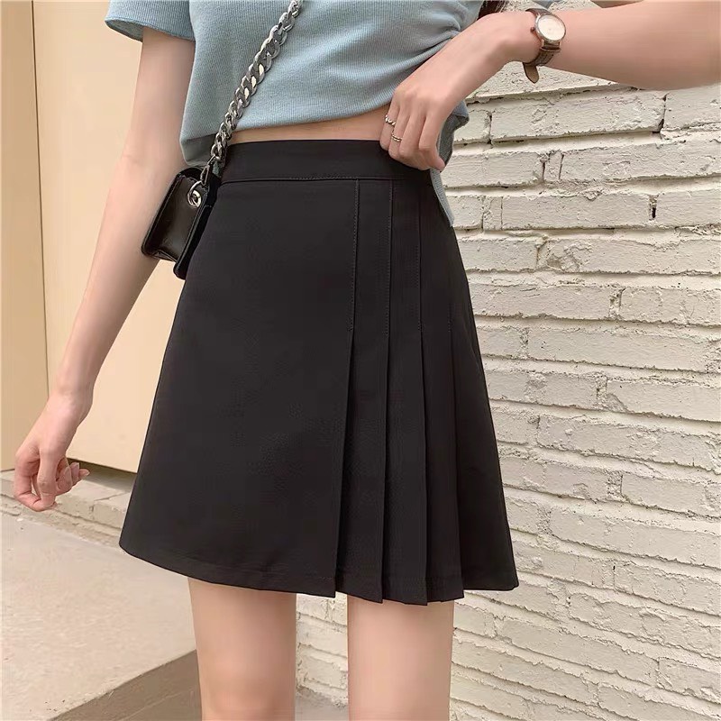 Chân váy chữ A xếp li 1 bên dáng ngắn phông cách công sở thanh lịch trẻ trung cao cấp ( có quần trong )