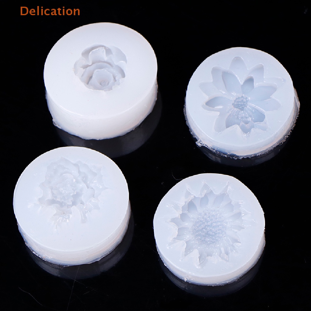 Khuôn Silicone Tạo Hình Hoa Nở 3D Trang Trí Bánh Kem / Xà Phòng 4 Kiểu Tùy Chọn