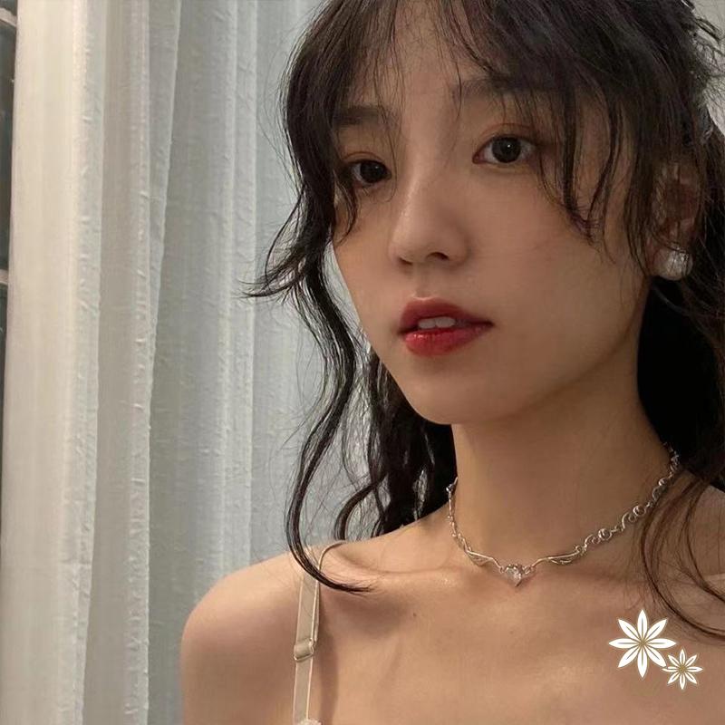 Vòng Cổ Choker Mặt Hình Cánh Thiên Thần Trái Tim Đính Kim Cương Giả Phong Cách Cổ Điển Thời Trang Dành Cho Nữ