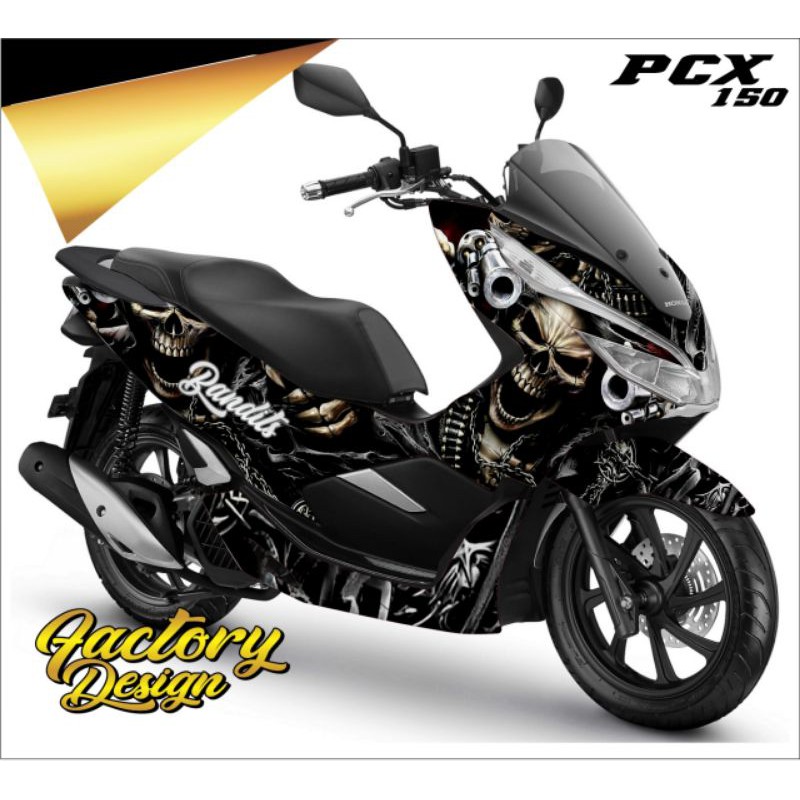 Decal Dán Trang Trí Xe Mô Tô Honda Pcx Hình Đầu Lâu Cá Tính