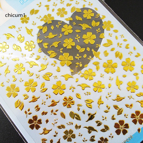 [Hàng mới về] Miếng dán trang trí móng tay màu vàng đen 3d diy làm đẹp cho nữ