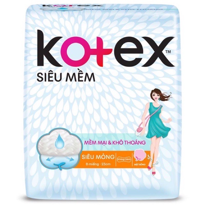 ( Không cánh) băng Vệ sinh kotex siêu mềm 23cm 8 miếng