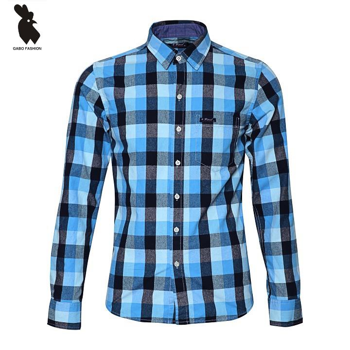 Áo sơ mi nam caro cao cấp dài tay gabo SM02 (xanh, đỏ)