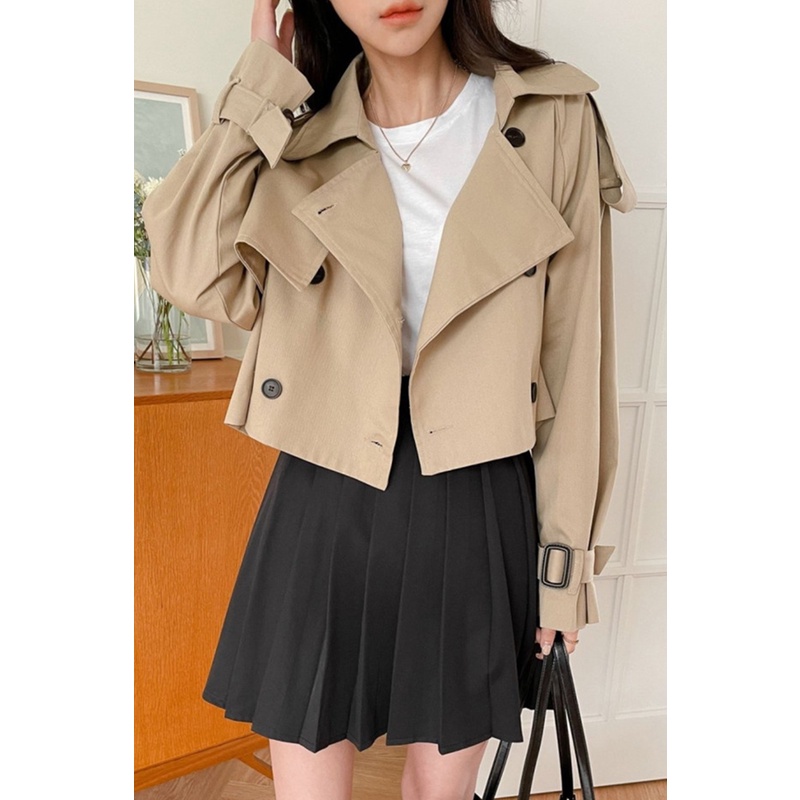 Áo khoác mangto dáng ngắn style Hàn Quốc thanh lịch sang trọng