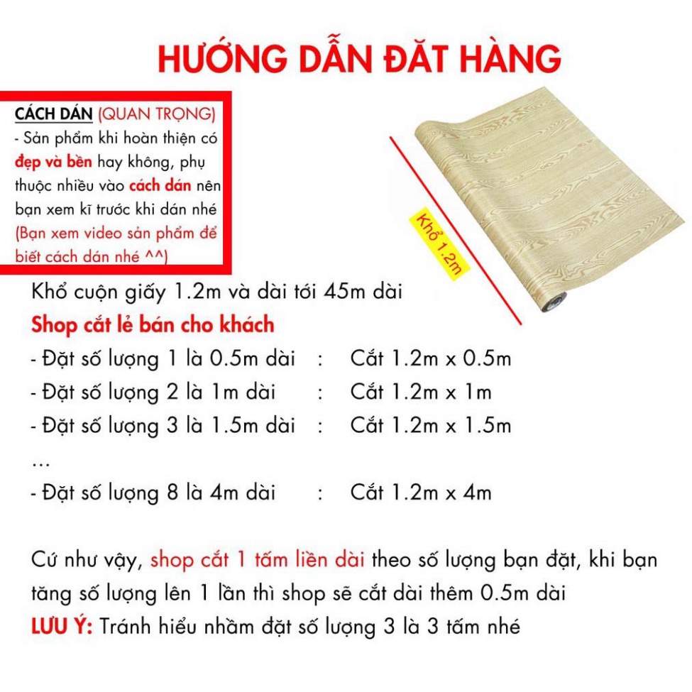 Giấy Decal Dán Tường Giả Vân Gỗ Có Sẵn Keo Bóc Dán Dán Tường, Tủ, Bàn Học Khổ 1.2m