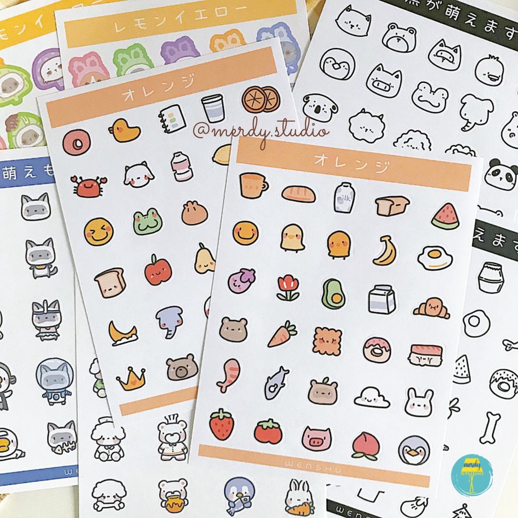 2 tờ sticker cute dán trang trí hình vẽ liên minh thú cưng & trái cây siêu cấp đáng yêu