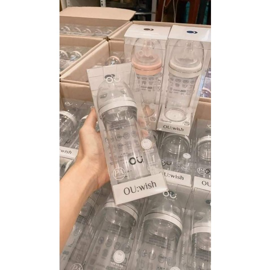 Bình Sữa OU WISH Nội Địa Hàn Quốc 140ml/260ml TẶNG KÈM Nắp Đậy Bình Sữa Silicon