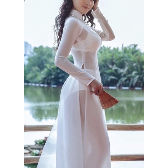 Áo dài xuyên thấu tà A