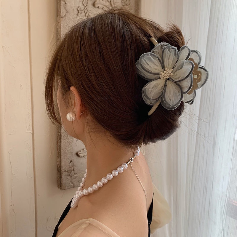 Jiashucheng Kẹp Tóc Hình Cá Mập Đính Hoa Ren Phong Cách Retro Pháp