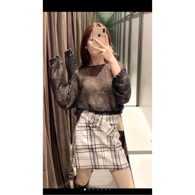 Áo pha nhũ kim sa ZARA #240k /size S / bao check code