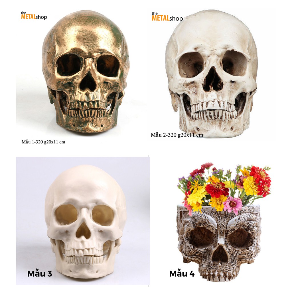 Mô hình đầu lâu bằng nhựa cỡ lớn trang trí Halloween
