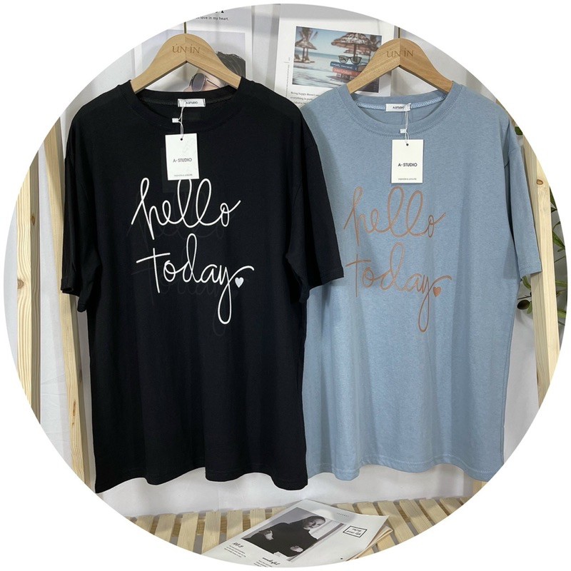 Áo Phông chữ Hello today form rộng, Áo thun Astudio Quảng châu TS141234