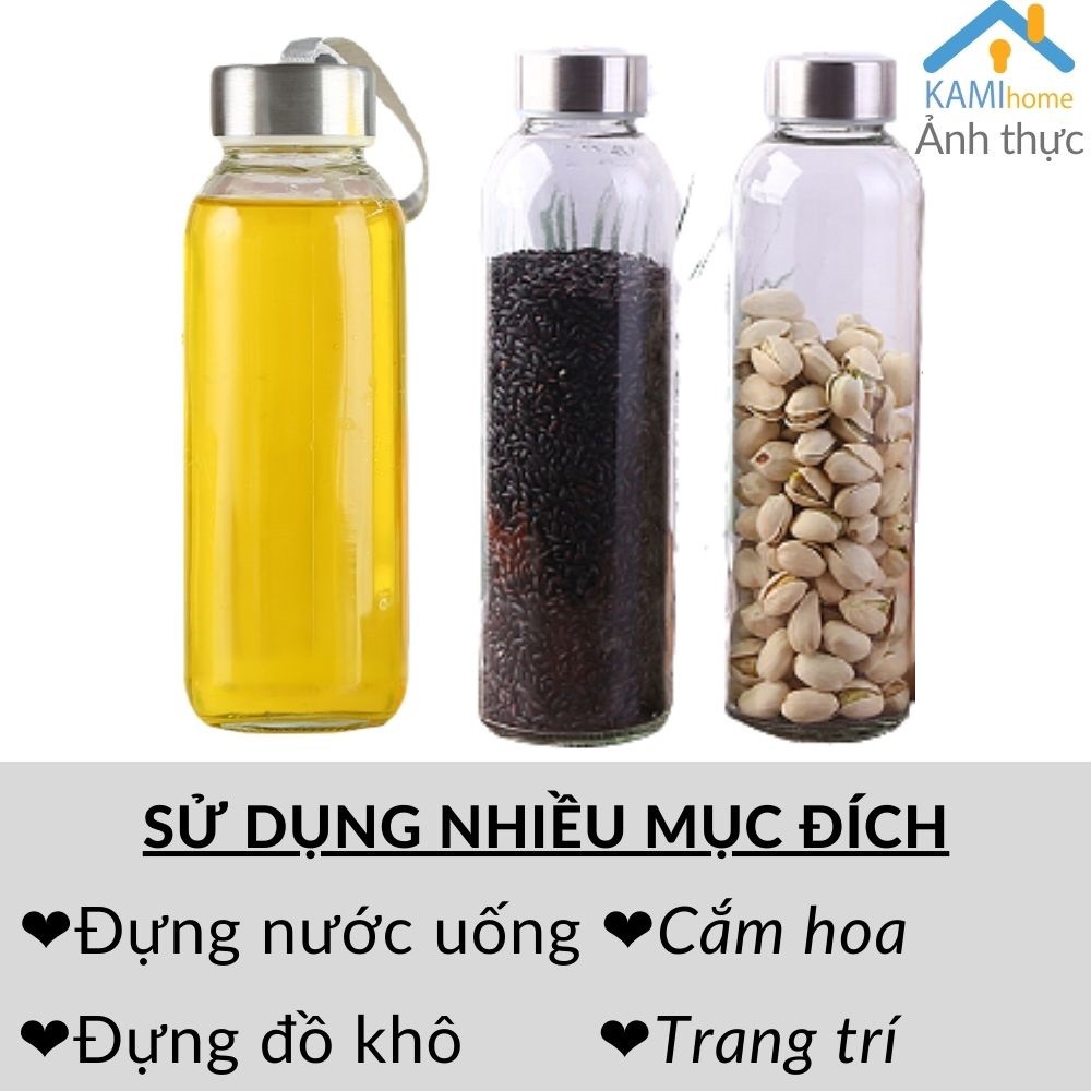 Lọ hũ thủy tinh đựng bảo quản đồ khô và bình uống nước có nắp 450ml mã 22029