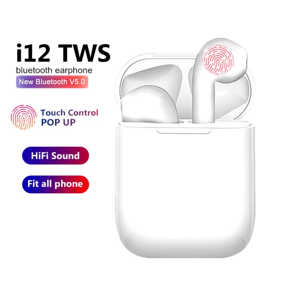 Tai Nghe Nhét Tai Không Dây Mini I12 Bluetooth 5.0 Tws Chống Tiếng Ồn Tích Hợp Mic Và Hộp Sạc Điện Thoại Ios Iphone Android