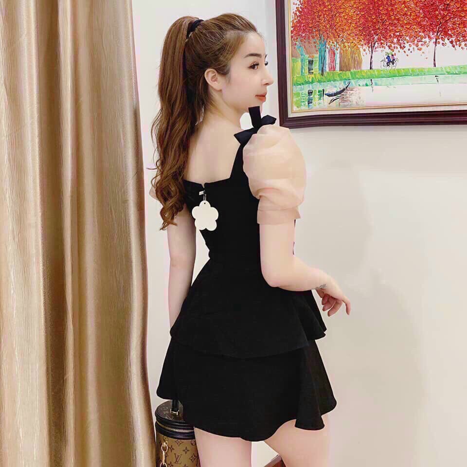 ĐẦM DỰ TIỆC DÁNG XÒE HAI TẦNG ĐƠN GIẢN XINH XẮN