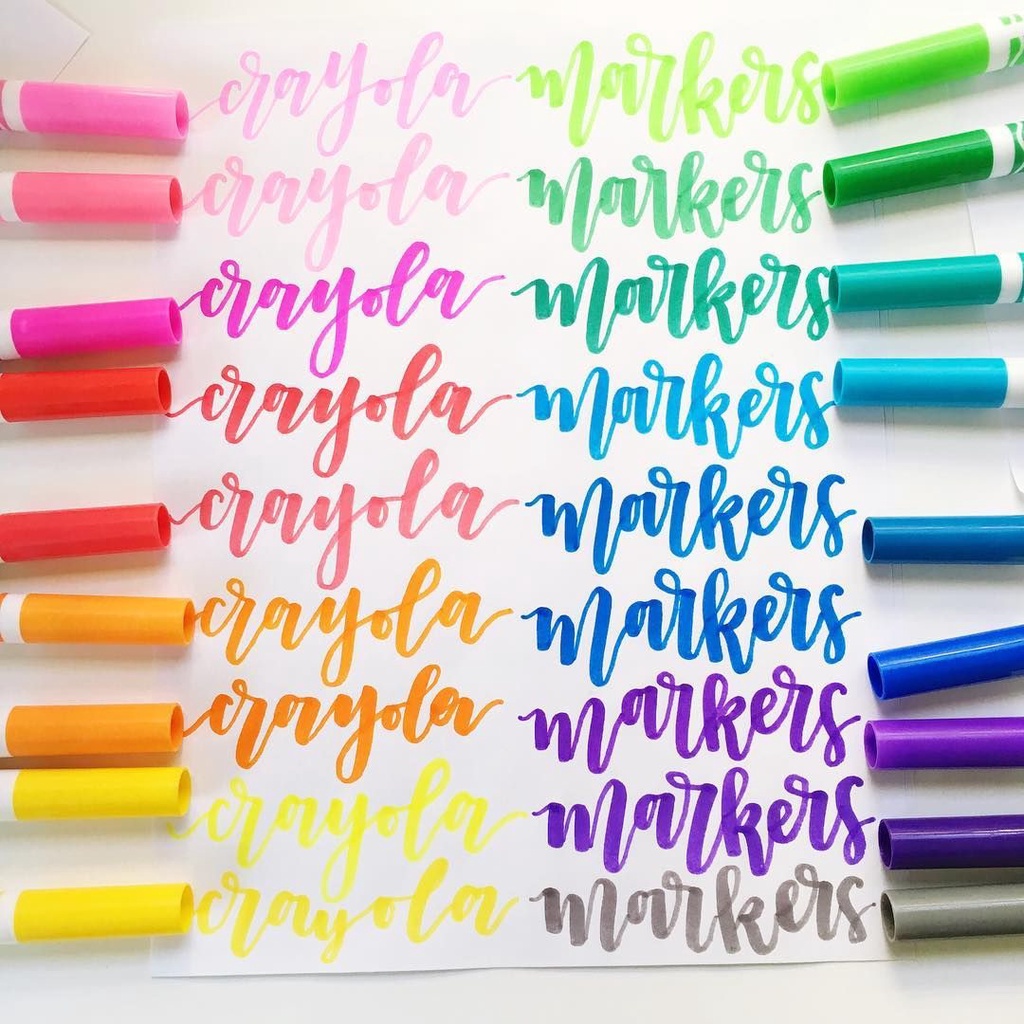 Bộ 10 bút lông fiber pen viết chữ calligraphy Crayola Super Tips Washable Marker
