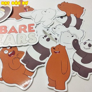 Set 14 stickers bare bears bụng bự - Hạt đậu bự