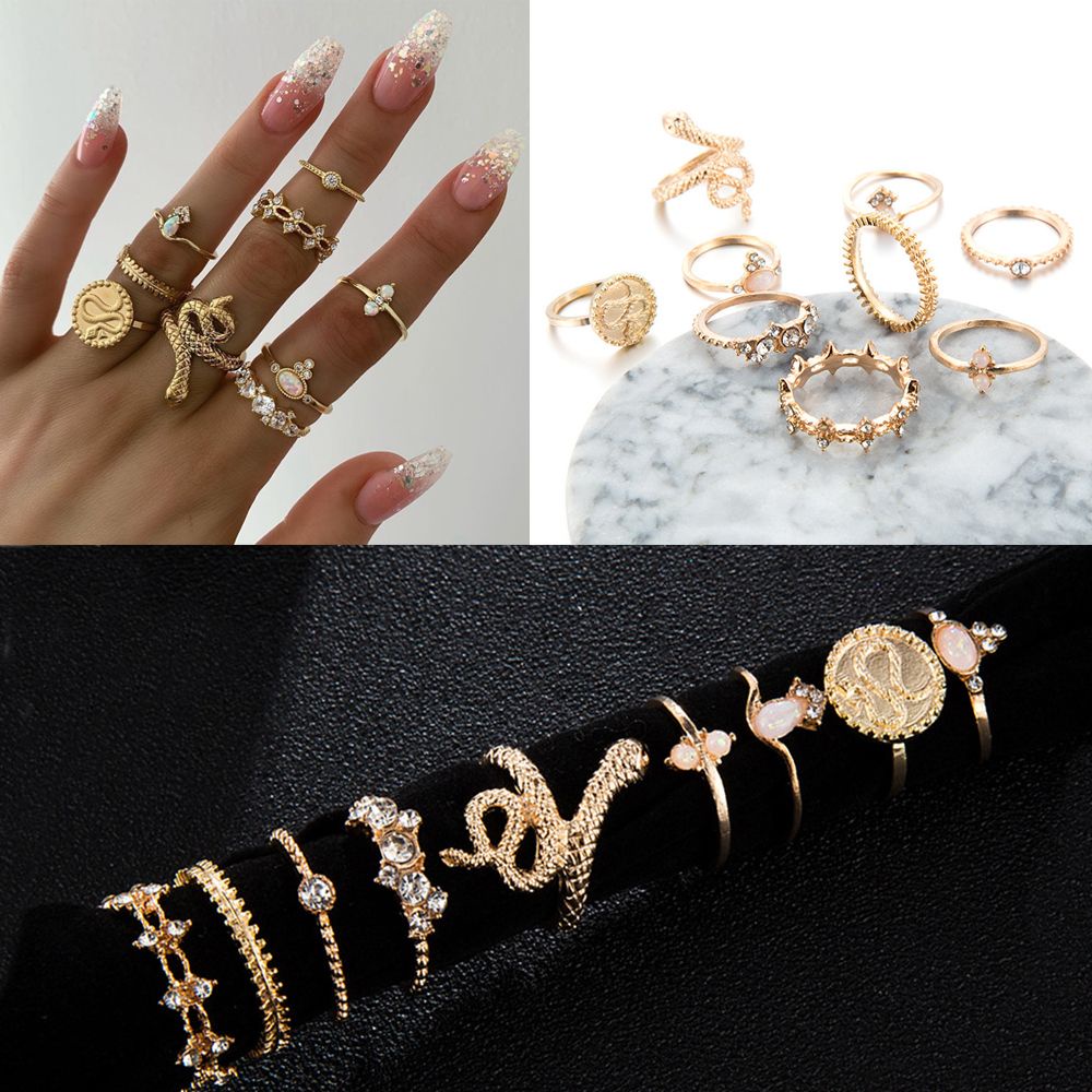 Set 9 Nhẫn Đeo Khớp Ngón Tay Phong Cách Boho Cho Nữ