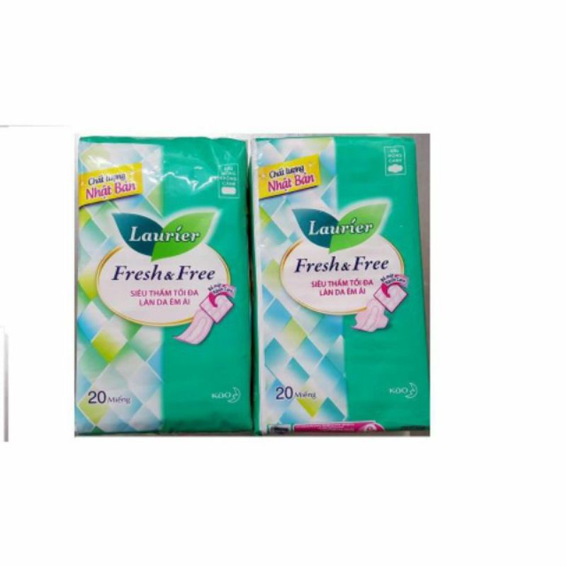 BVS FRESH&amp; free laurier 20 miếng( 22cm) có cánh bìa 39k/35k băng vệ sinh