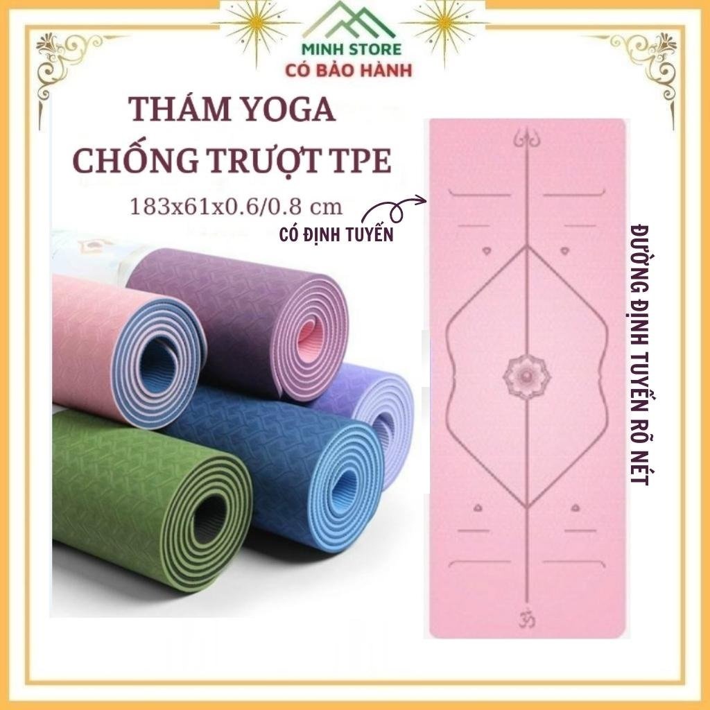 Thảm Tập Yoga [ TẶNG TÚI ] 6mm 8mm Định Tuyến 2 Lớp TPE Cao Cấp Chống Trượt