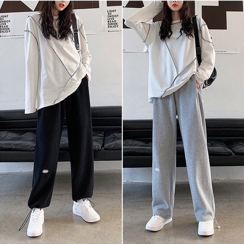 Quần NỈ JOGGER Nam Nữ Form Rộng Ống Dây Rút 2 Màu Đen Xám Dáng Hiphop Thể Thao By.Camcam