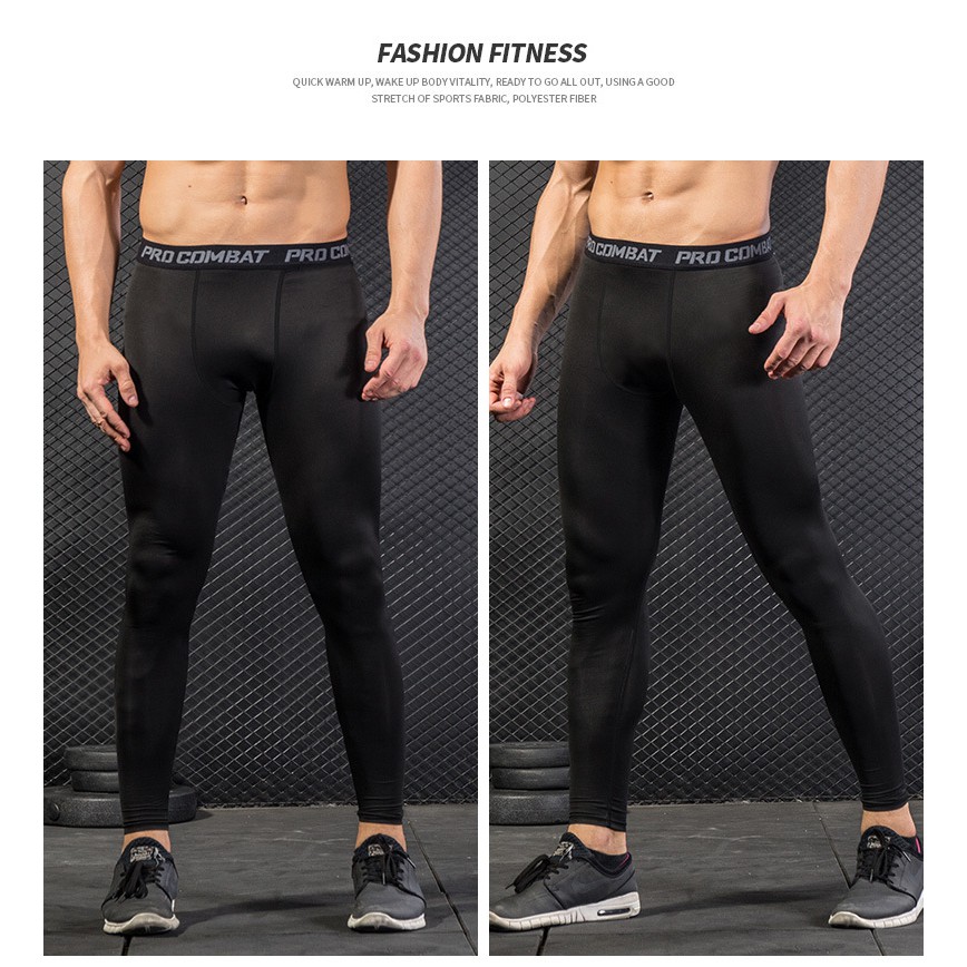 Quần Legging nam thể thao tập GYM thun poly cao cấp co giãn 4 chiều, ôm chân thấm hút tốt