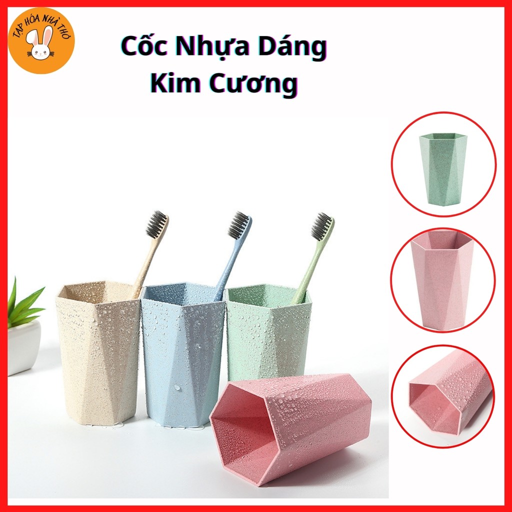 Cốc đánh răng dáng kim cương bằng nhựa lúa mạch thân thiện với môi trường