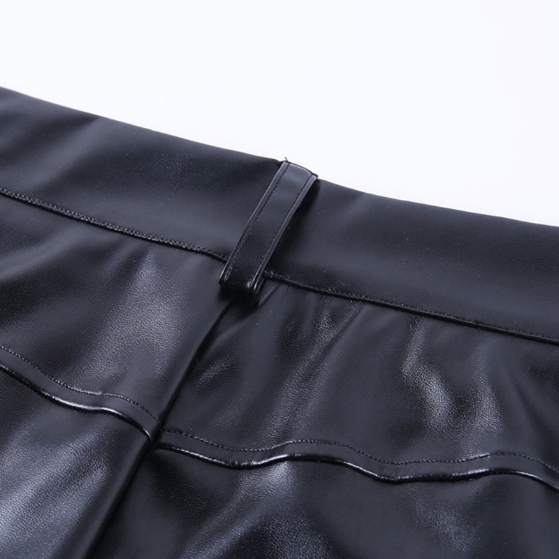 Quần Dài Giả Da Lưng Cao Dáng Ôm Màu Trơn Thời Trang Mùa Thu Cho Nữ