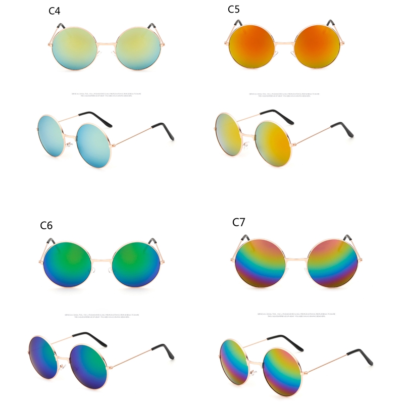 Kính mát gọng tròn bằng kim loại phong cách retro thời trang cho nam và nữ