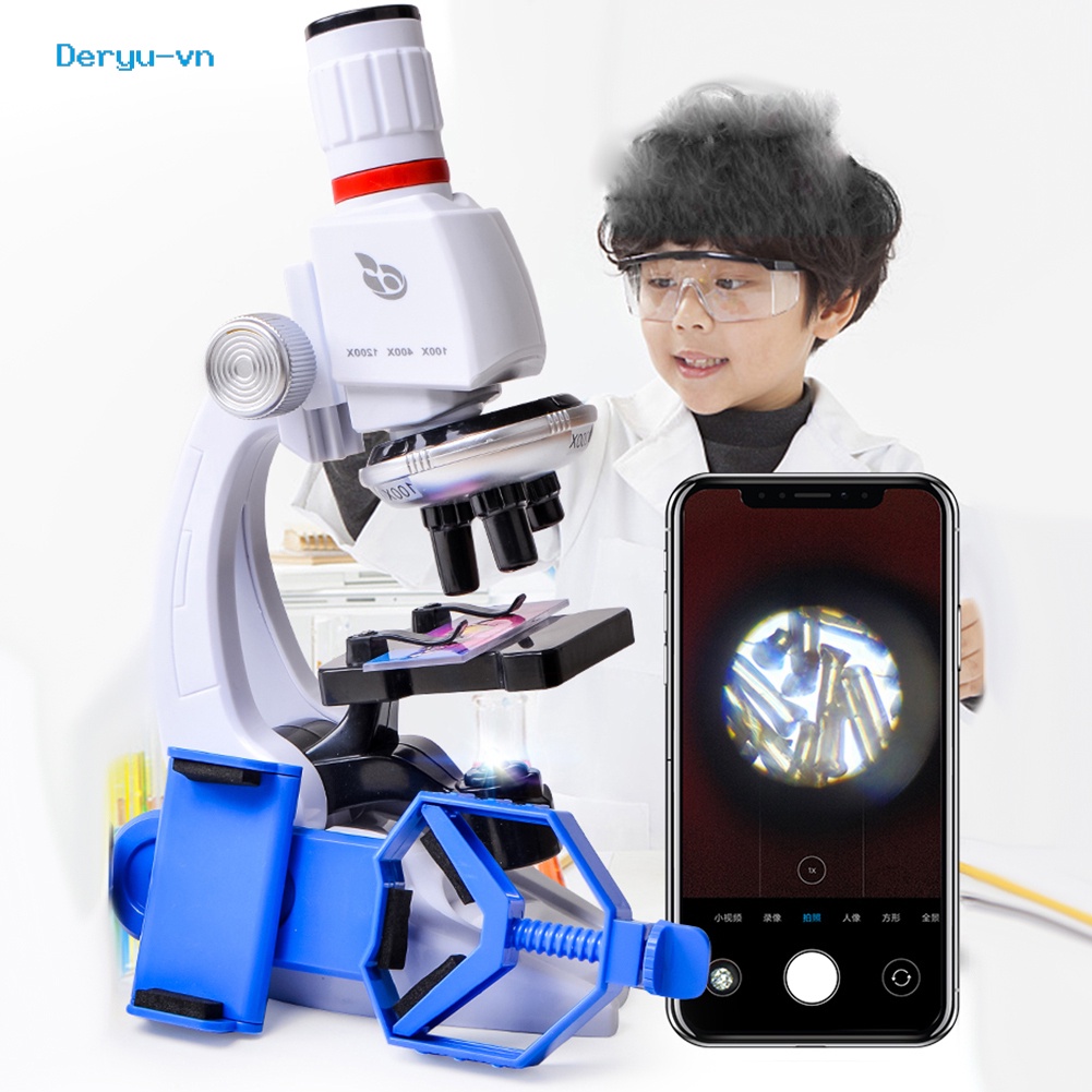 {deryu}| Kính Hiển Vi Sinh Học Mini 100-1200X Cho Trẻ