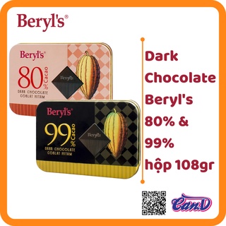(2 vị) Dark Chocolate Beryl's hộp 108gr (80% & 99% Cacao)