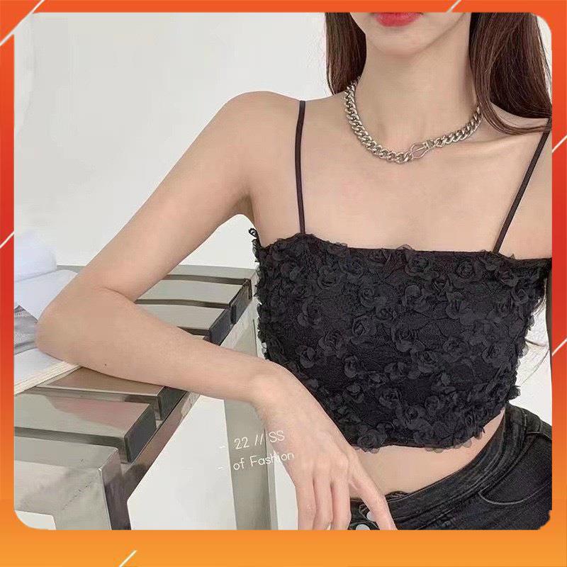 Áo bra ren hoa hồng 2 dây có mút đệm kiểu dáng hiện đại trẻ trung