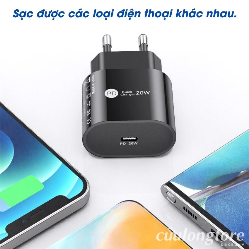 Củ sạc nhanh 20W PD Type C cho điện thoại máy tính bảng