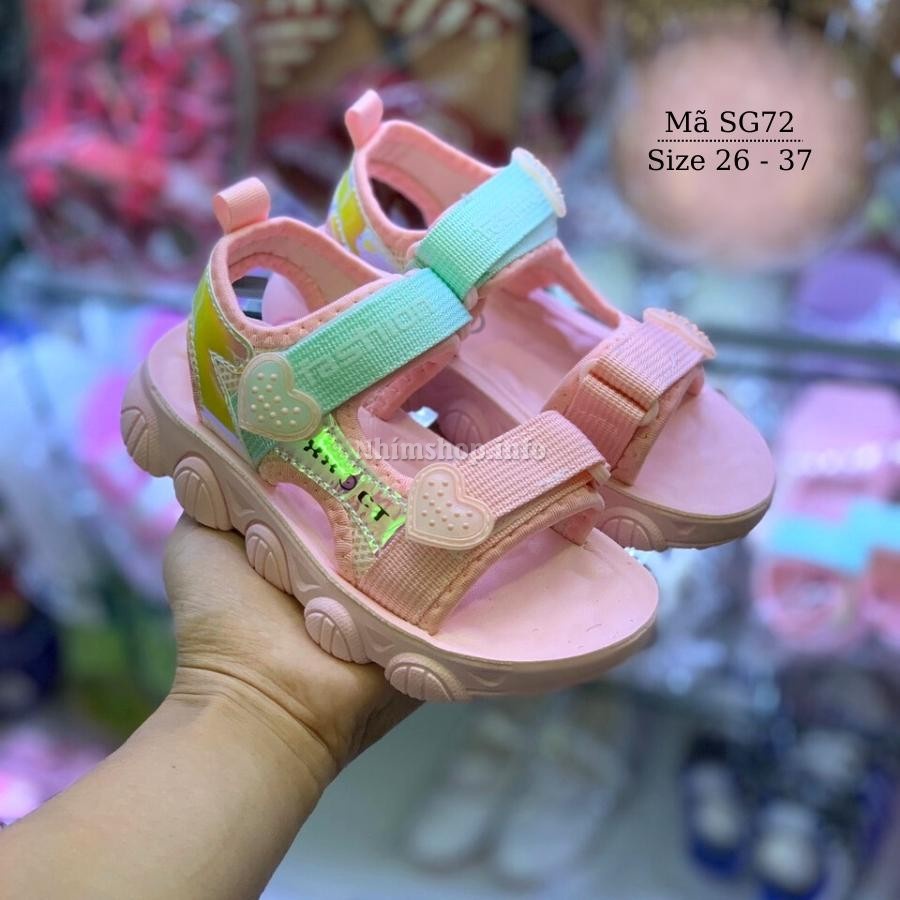 Giày sandal đi học cho bé gái 3 - 12 tuổi quai ngang êm màu hồng kiểu dáng thời trang phong cách Hàn Quốc SG72