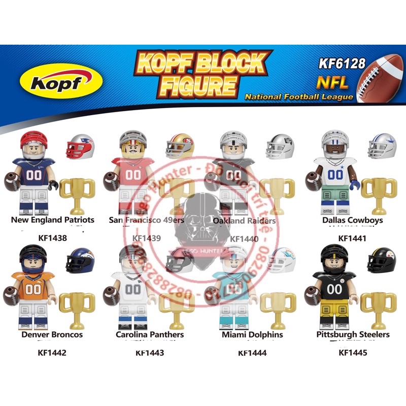 Nonlego minifigures KF 6128 National football league mô hình lắp ráp nhân vật cầu thủ bóng bầu dục Mỹ
