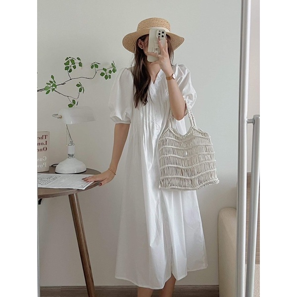 [NEW DRESS]VÁY THÔ XẾP LI NGỰC TAY BỒNG FORM RỘNG “NANA DRESS” | BigBuy360 - bigbuy360.vn