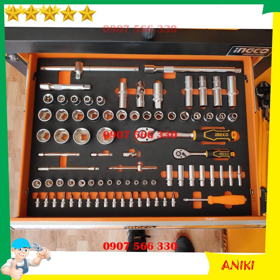 Bộ đồ nghề dụng cụ công cụ đa năng đựng trong tủ kéo bánh xe 162 món Total Ingco 1234
