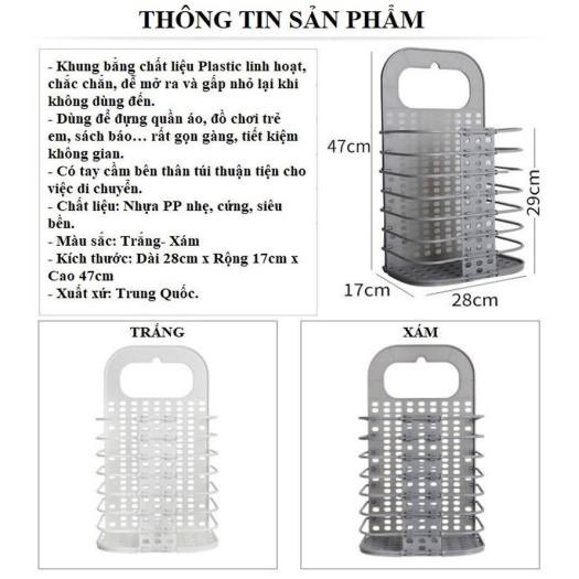 Giỏ đựng đồ gấp gọn thông minh Việt Nhật tặng móc dính trong,giỏ treo tường đựng quần áo đồ dùng nhà tắm