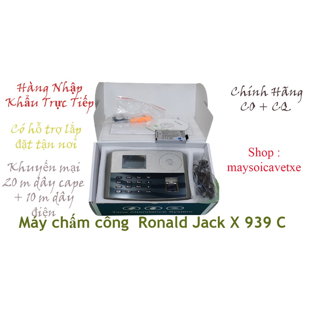 Máy chấm công Vân Tay RONALD JACK X939 C-Nhập khẩu trực tiếp- chính hãng CO + CQ-Có lắp đặt và hướng dẫn sử dụng