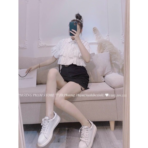 Áo sơ mi bèo nhún, Áo kiểu nữ sơ mi tiểu thư cực xinh mặc đi làm, đi chơi