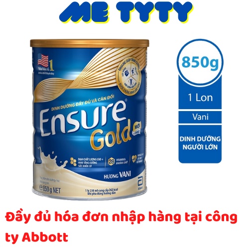 Sữa Ensure gold HMB hương vani hộp 850g {date 11/23}