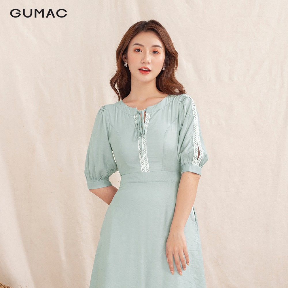 [Mã MABR07062 giảm 8% tối đa 50K đơn từ 249K] Đầm nữ tay xẻ đăng ten DA1082 GUMAC | BigBuy360 - bigbuy360.vn