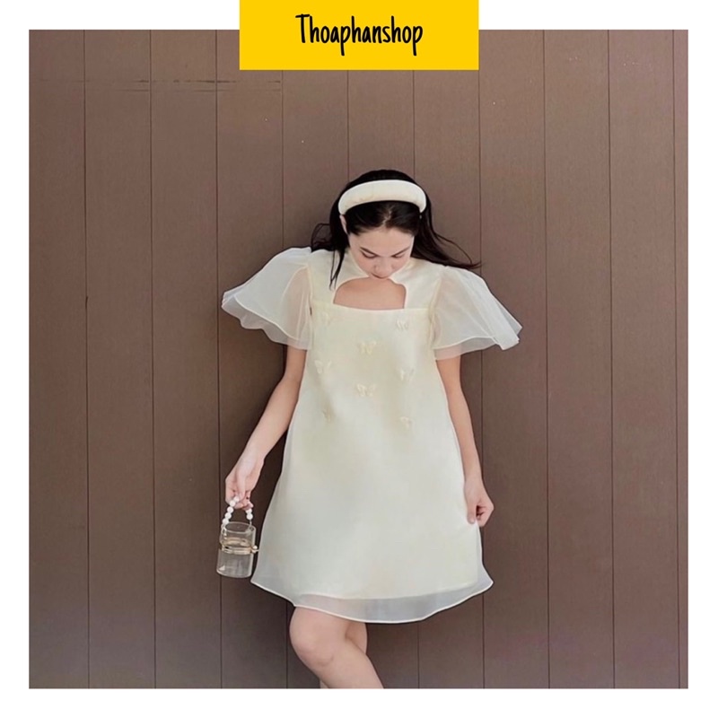 ĐẦM XOÈ TAY TIÊN ĐÍNH HOẠ TIẾT CUT OUT NGỰC