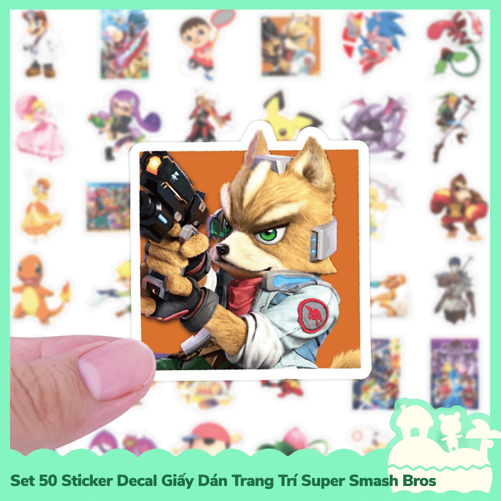 [Sẵn VN - NowShip] Set 50 Sticker Decal Dán Trang Trí Mẫu Game Nintendo Super Smash Bros